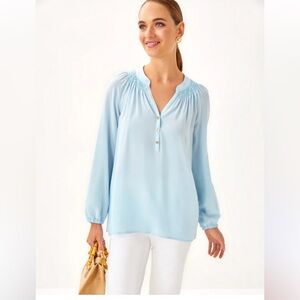 Lilly Pulitzer New Elsa Sky Blue Blouse Size Large